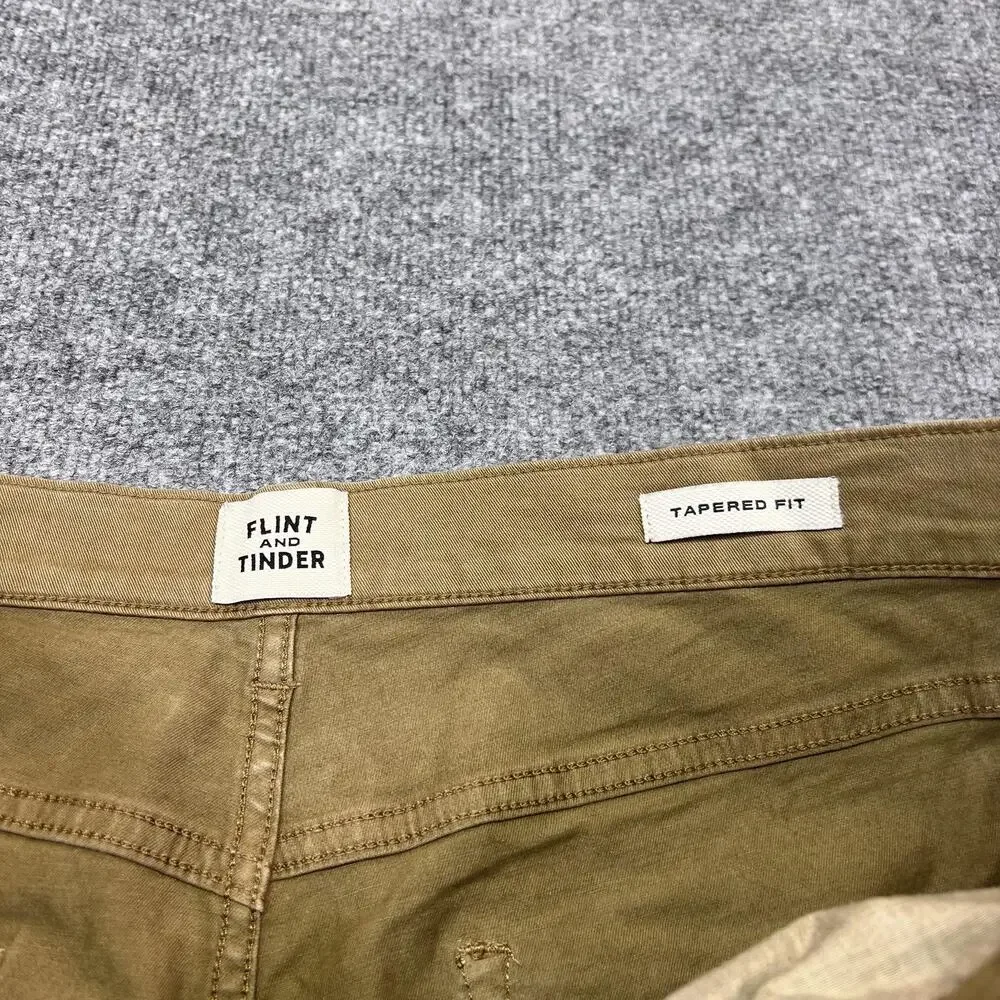 Flint And Tinder Pants Mens 36x34 Brown Stretch Denim Chino Tapered Leg Casual